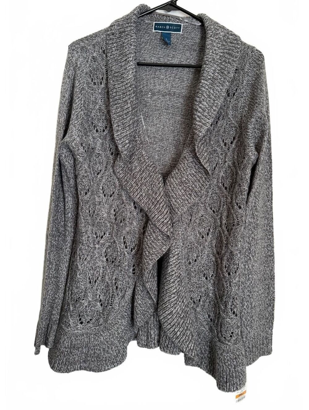 Karen Scott Women's NEW Sweater Cardigan Size Small Dove Grey Fall Winter Knit